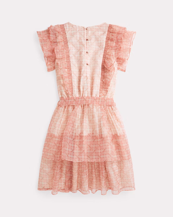 Floral Plaid Organza Dress