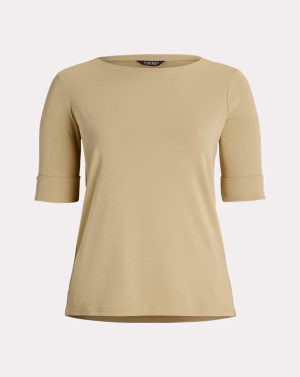 Stretch Cotton Boatneck Top