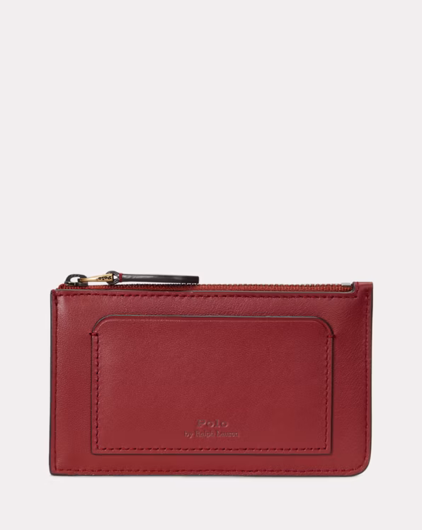 Polo Bear Leather Zip Card Case