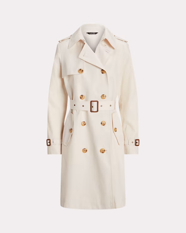Double-Breasted Cotton-Blend Trench Coat