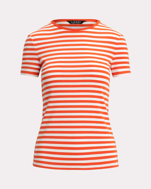 Striped Stretch Cotton Crewneck Tee
