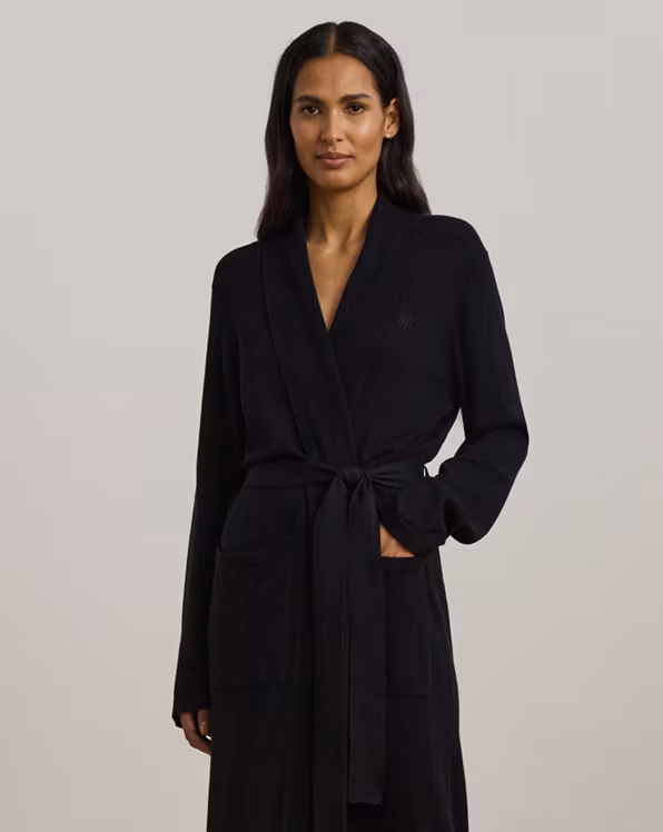 Belted Cotton-Cashmere Knit Robe