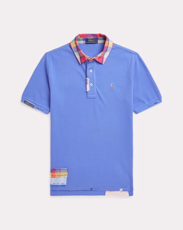 Distressed Cotton Mesh Polo Shirt