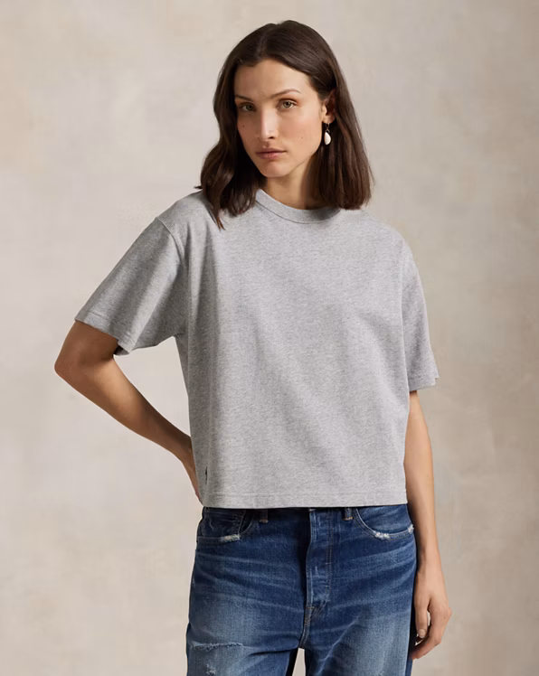 Relaxed Crop Fit Cotton Jersey Tee