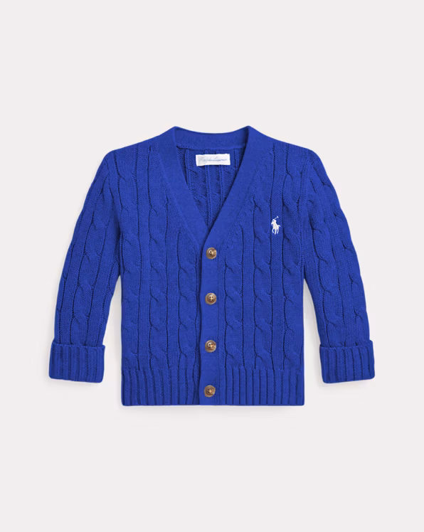 Cable-Knit Cotton V-Neck Cardigan
