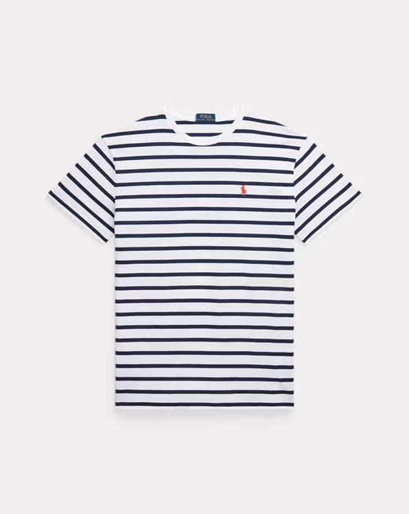 Classic Fit Striped Mesh T-Shirt