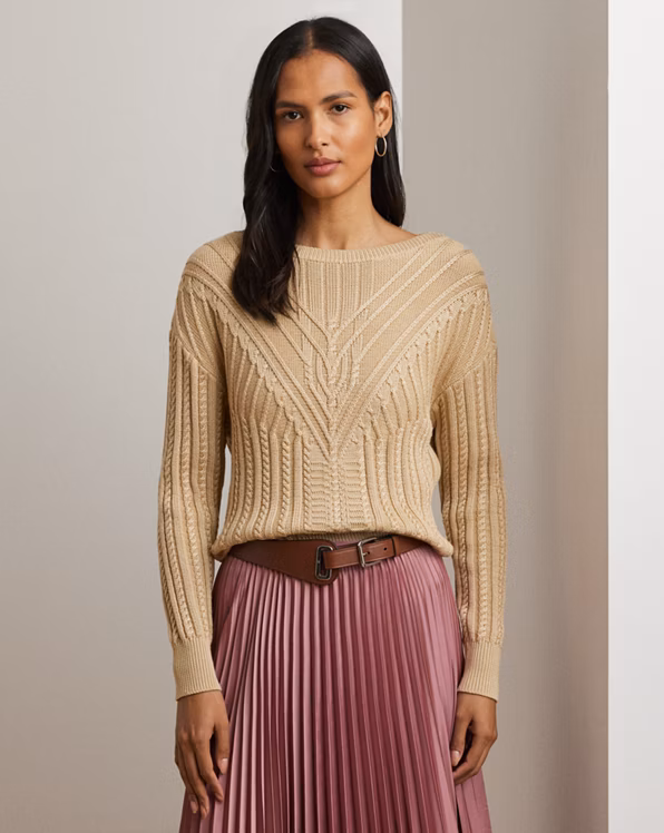 Cable-Knit Cotton-Blend Boatneck Jumper