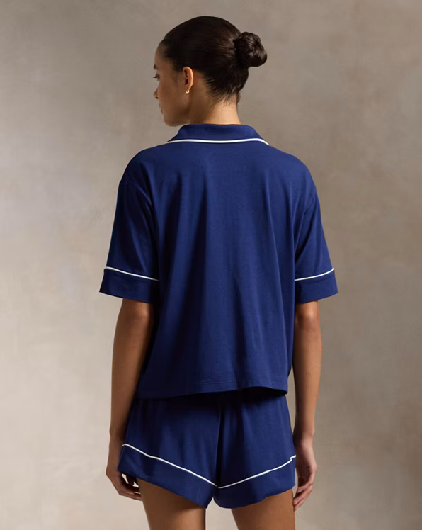 Piped Jersey Short-Sleeve Pyjama Set