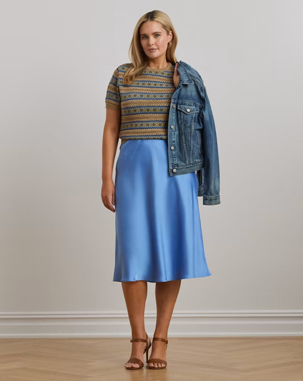 Satin Charmeuse Midi Skirt