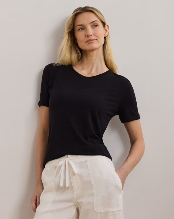 Linen-Blend Jersey Tee