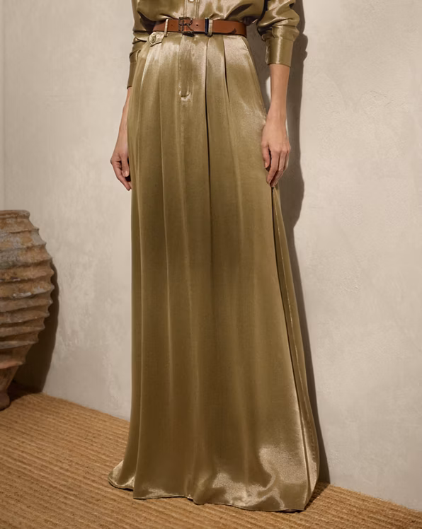 Demetrius Metallic Satin Maxiskirt