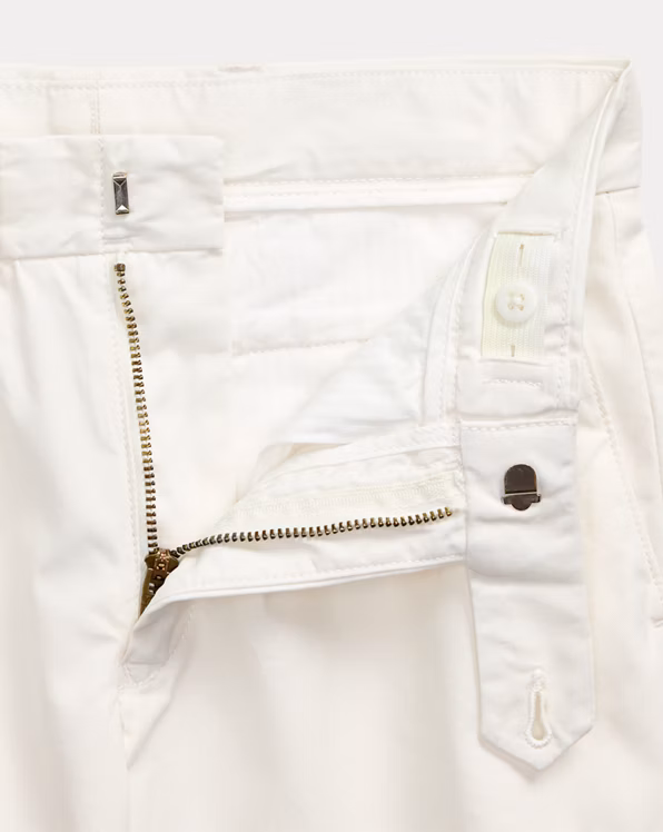 Pleated Cotton Twill Short