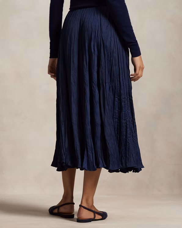 Crinkled Satin A-Line Skirt