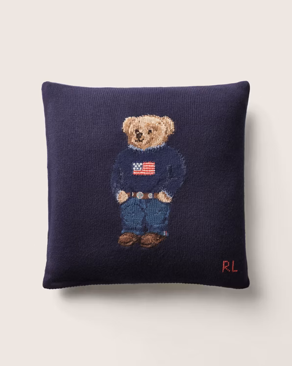 Polo Bear Wool Throw Pillow