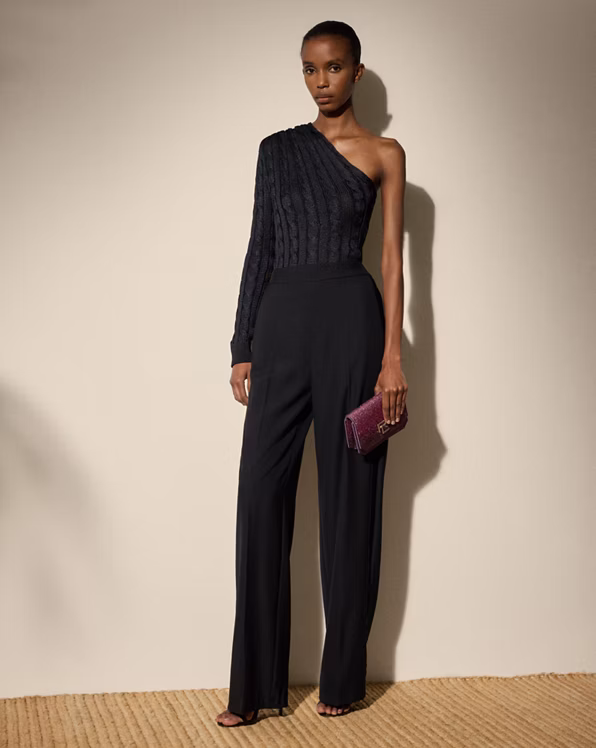 Cable-Knit Silk One-Shoulder Jumper