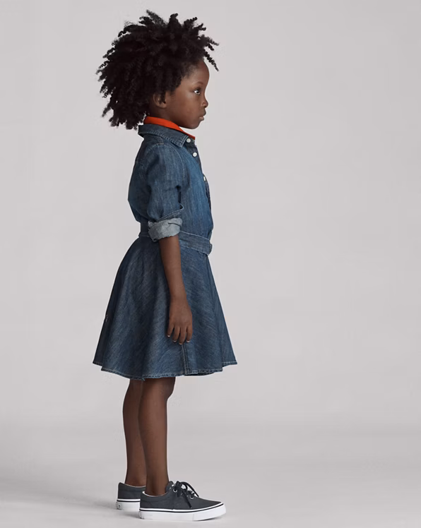 Belted Cotton Denim Shirtdress