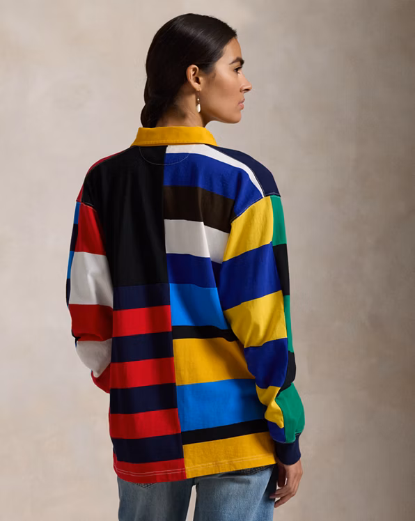 Patchwork-Stripe Jersey Rugby Shirt