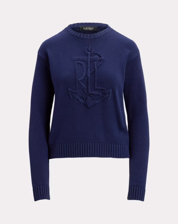 Anchor-Logo Combed Cotton Jumper