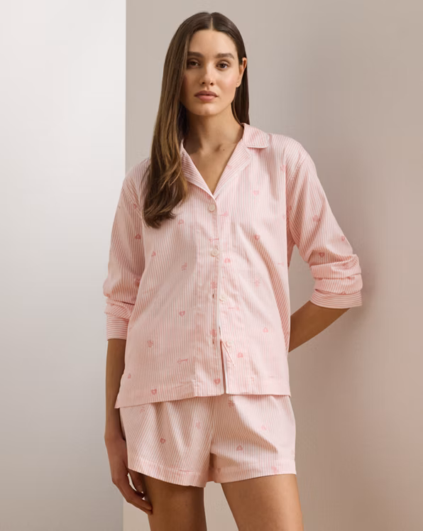 Logo Striped Sateen Boxer Sleep Set