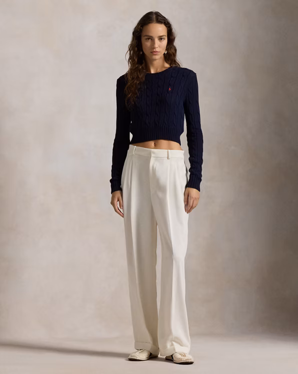 Cable-Knit Cotton Cropped Jumper