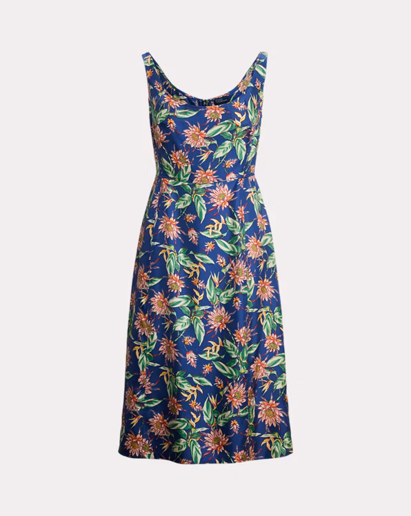 Floral Silk Twill Dress