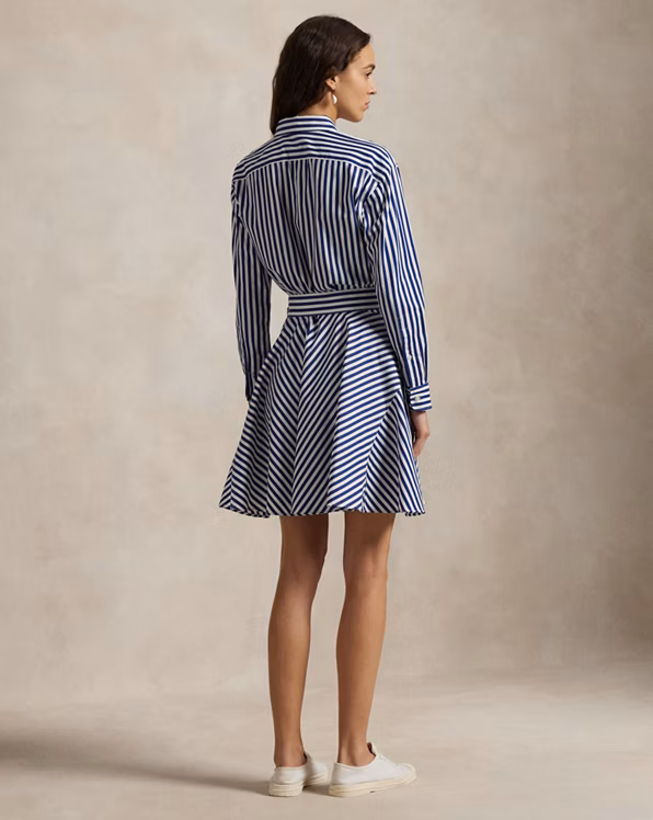 Striped Cotton Panelled Shirtdress