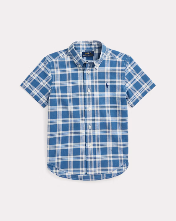 Plaid Cotton Short-Sleeve Shirt