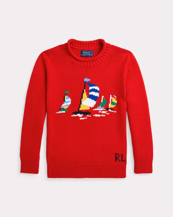 Sailboat Cotton Rollneck Jumper