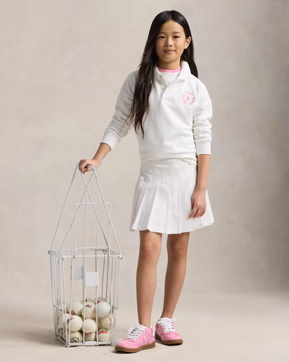 Pleated Cotton Seersucker Wrap Skort