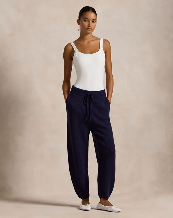 Rib-Knit Cashmere-Wool Trouser