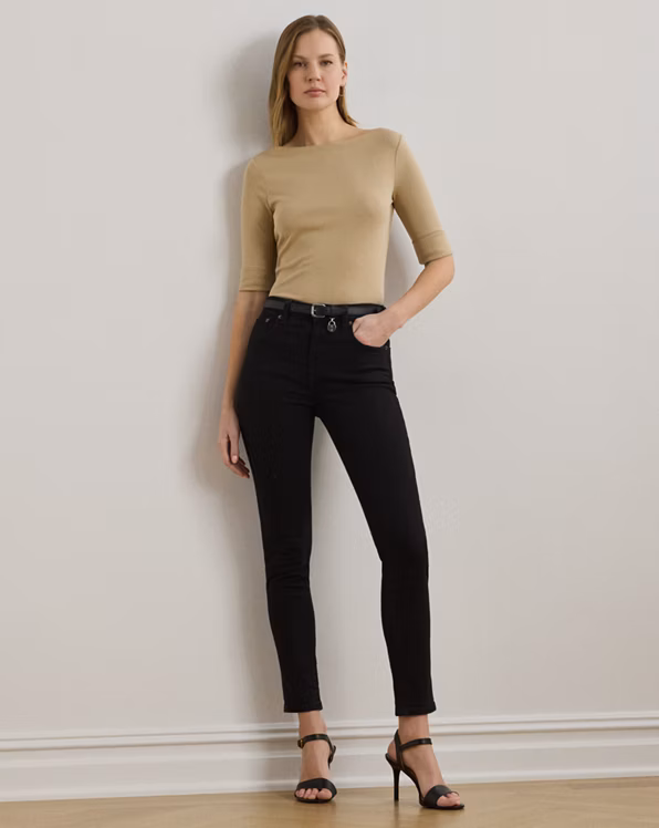 Stretch Cotton Boatneck Tee