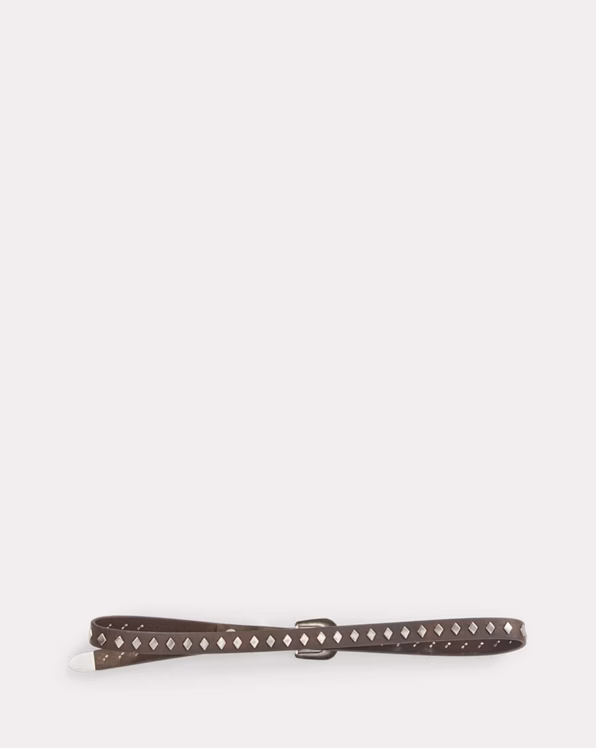 Studded Leather Slim Belt