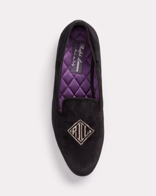 Alonzo Monogram Bullion Velvet Slipper