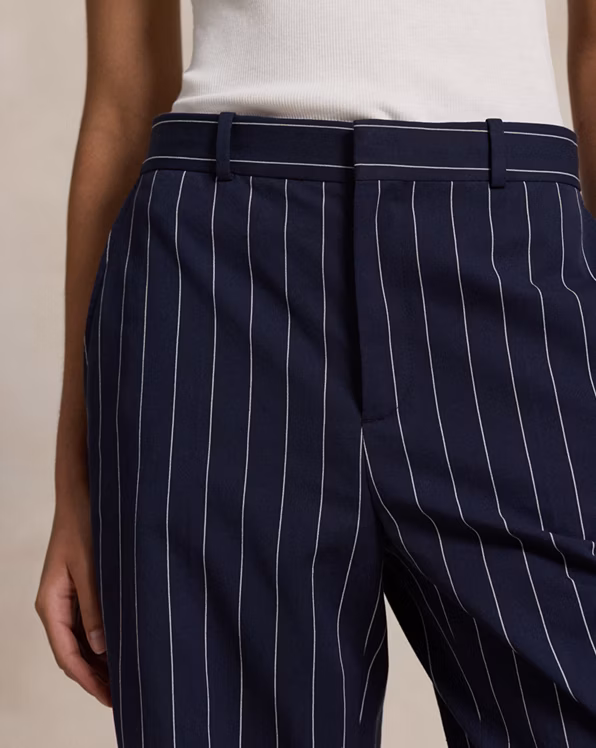 Striped Twill Straight Trouser