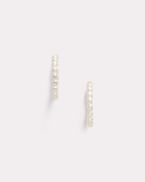 Sterling Silver Beaded Hoop Earrings