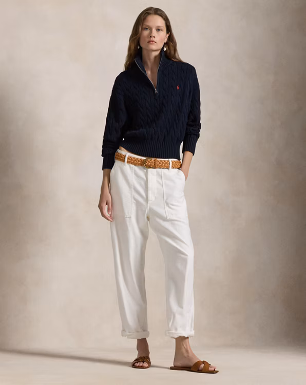 Cable-Knit Cotton Quarter-Zip Jumper