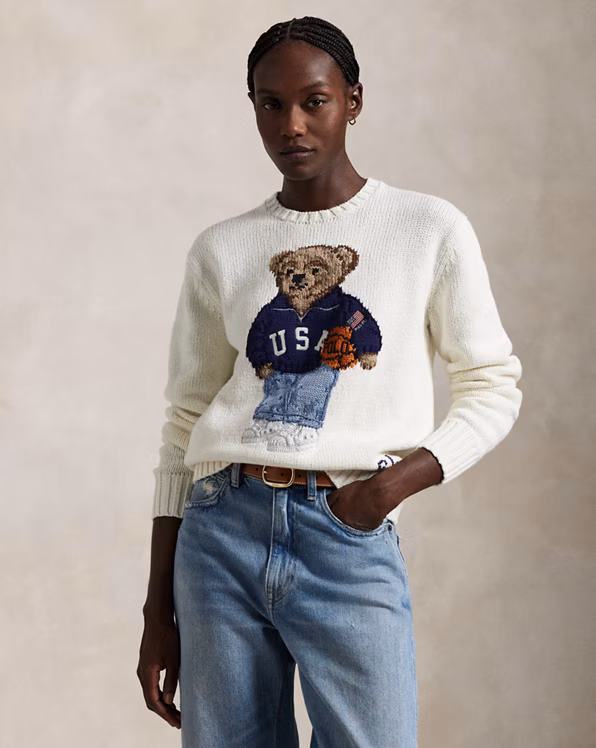 Polo Bear Cotton-Linen Crewneck Jumper