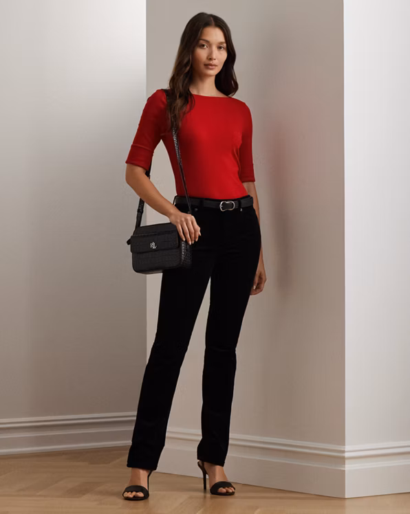 Stretch Cotton Boatneck Tee