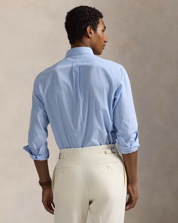 Custom Fit Striped Stretch Poplin Shirt