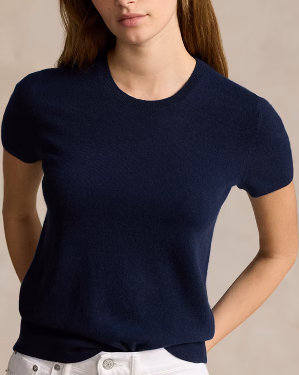 Cashmere Short-Sleeve Crewneck Jumper