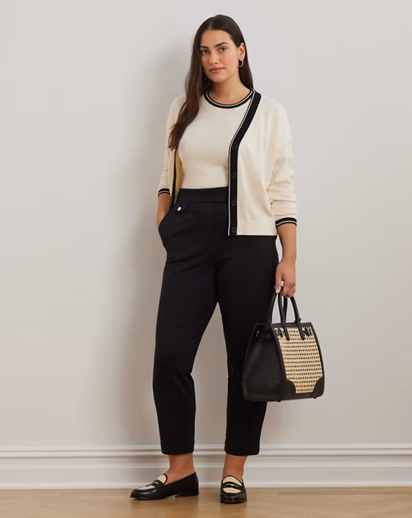 Two-Tone Cotton-Blend Cardigan