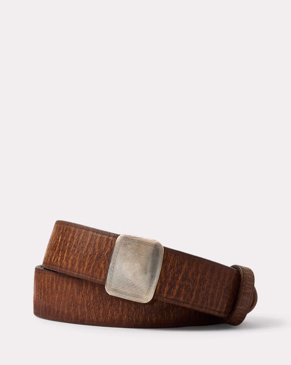 Slider-Buckle Leather Belt