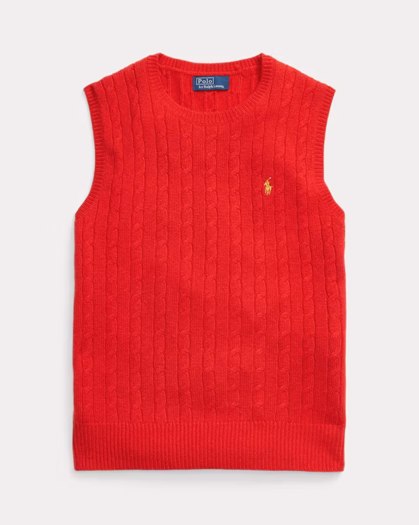Cable Wool-Cashmere Sleeveless Jumper