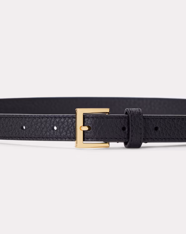 Pebbled Leather Skinny Belt