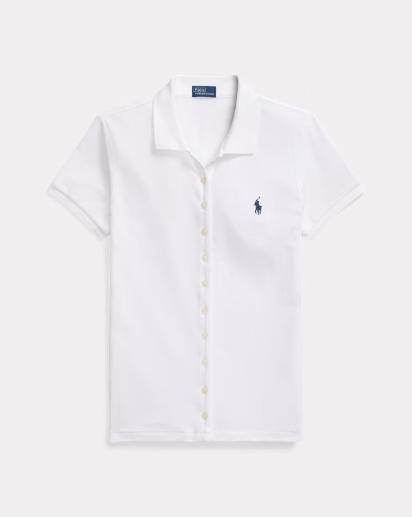 Buttoned-Placket Polo Shirt