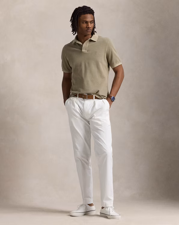 Custom Slim Mineral-Dyed Mesh Polo Shirt