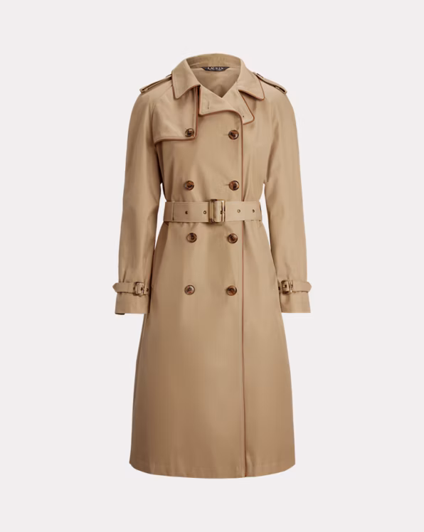 Double-Breasted Cotton-Blend Trench Coat
