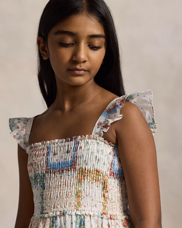 Floral Smocked Cotton Batiste Dress