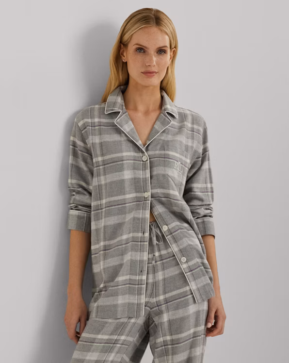 Plaid Herringbone Twill Sleep Set