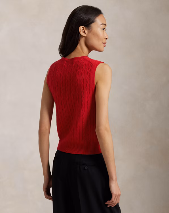 Cable Wool-Cashmere Sleeveless Jumper